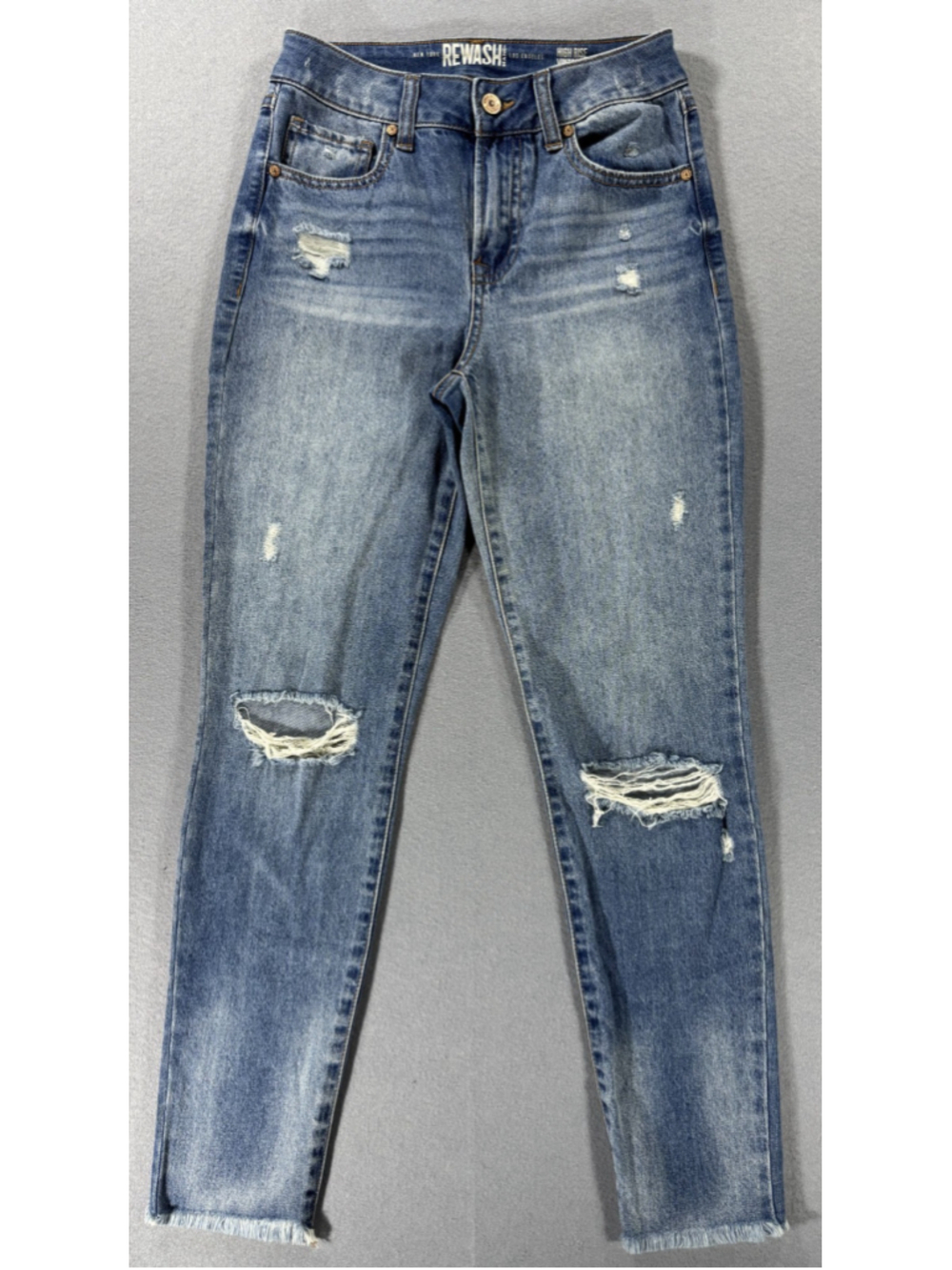 Rewash High Rise Vintage Reunion Distressed Skinny Jeans Size 1 / 25 Frayed Hem